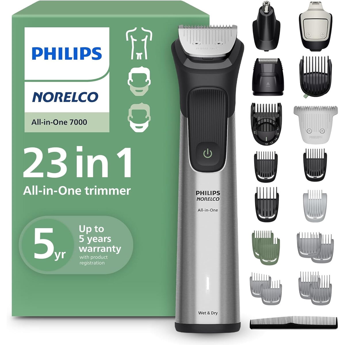 Cortadora Philips Norelco 7000 23 En 1 Titanio Recargable