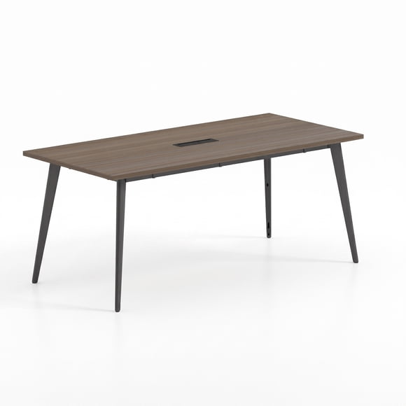 Mesa de Reunión Oficina 200x100 cms Color Carvalo (café claro) - Estructura Metálica Gris