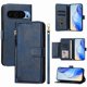 thumbnail image 1 of Funda tipo cartera para GOOGLE Pixel 9 5G con bolsillo con cremallera, tarjetero, soporte, correa para la muñeca y tapa de cuero azul, 1 of 5