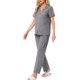 thumbnail image 4 of INSPIRE CHIC Conjunto de Pijama para Mujer con Manga Corta, Camisa Abotonada con Ribete en Contraste y Pantalones Largos para Estar en Casa M Gris Oscuro, 4 of 6