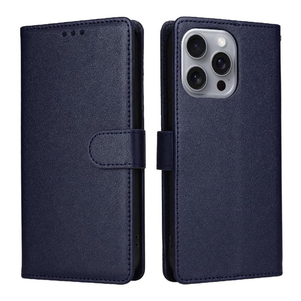 Funda Cartera para iPhone 16 Pro Max con Tarjetero, Soporte y Cordón - Protección Azul