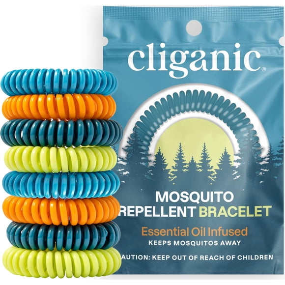 Pulseras repelentes de mosquitos Cliganic, paquete de 20 unidades, sin DEET