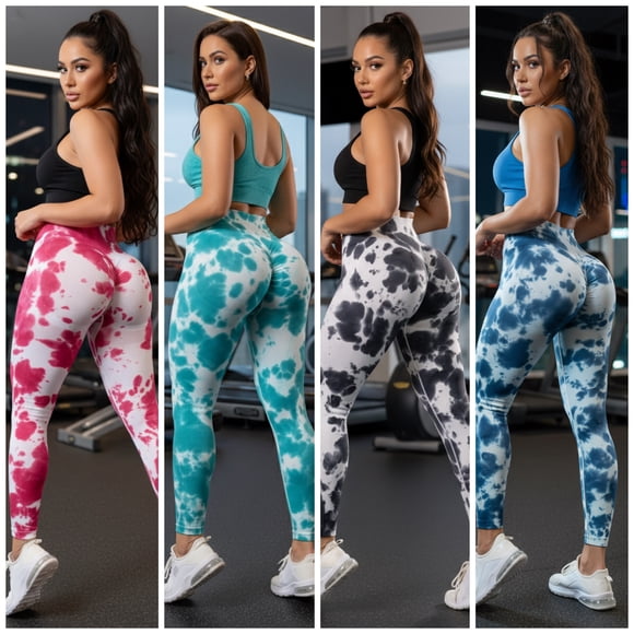 Pack 4 Leggings Deportivos Push Up Mujer Sin Costura