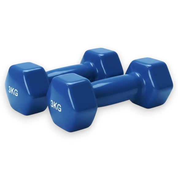 Mancuernas PWRFitness 3 Kg Neopreno Azul Set 2 Unidades Para Entrenamiento
