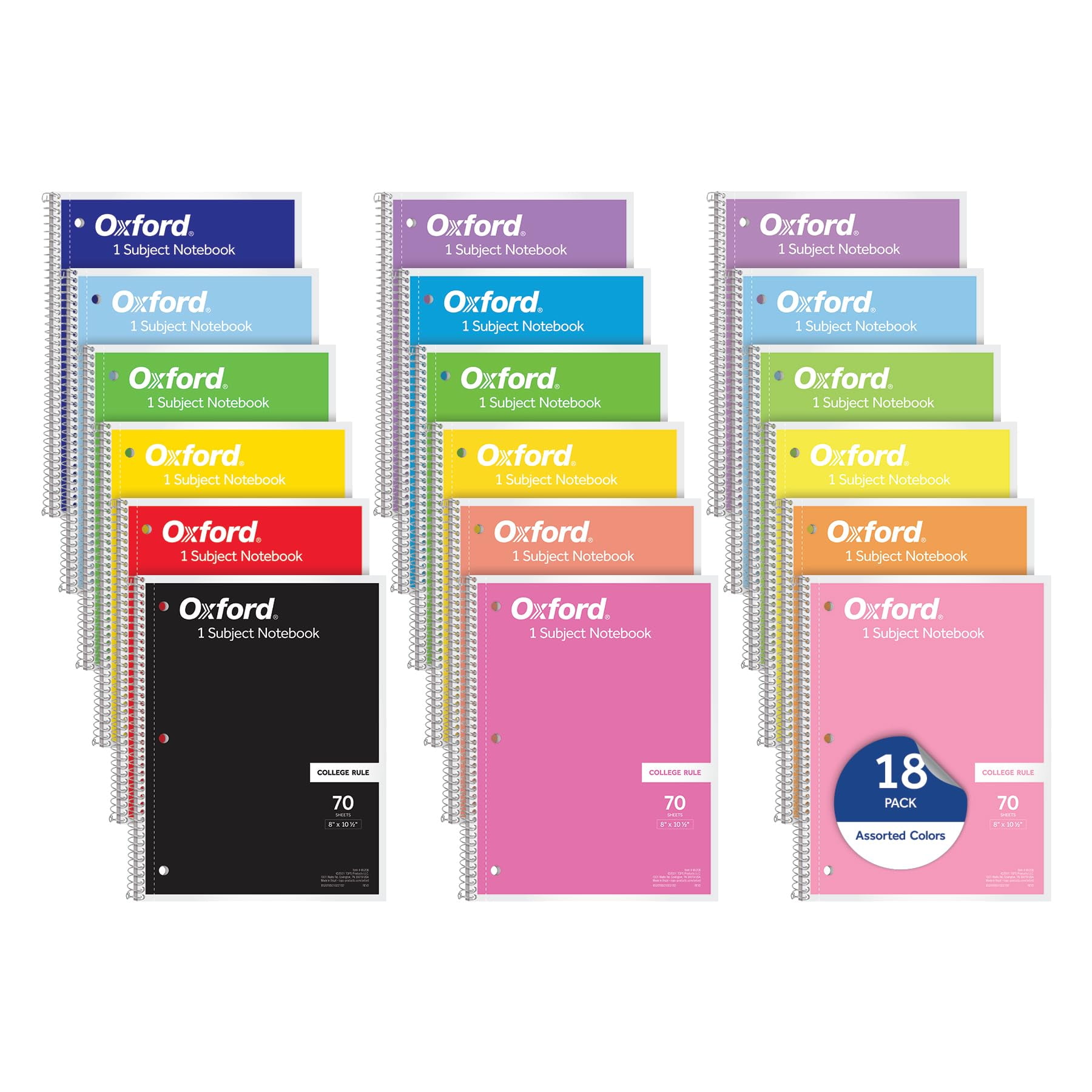 Cuaderno Oxford Spiral De 1 Asignatura, Rayado Universitario, 70 Hojas X18