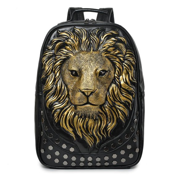 Mochila Kiisy 3D de piel de león para portátil, moda y viajes