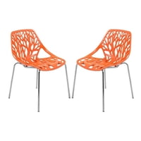 Silla De Comedor Leisuremod Asbury Modern, Juego De 2 Unidades, Color Naranja
