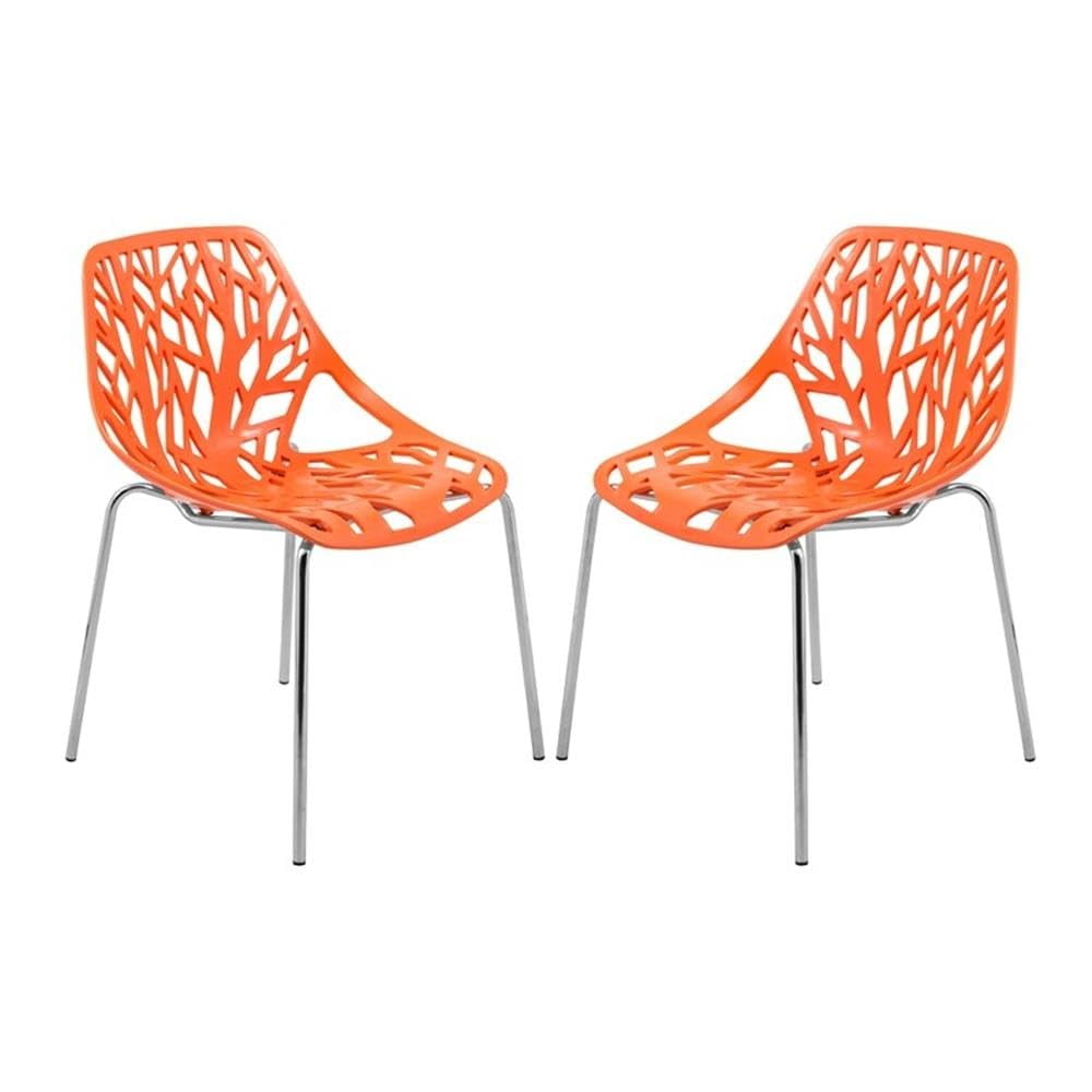Silla De Comedor Leisuremod Asbury Modern, Juego De 2 Unidades, Color Naranja