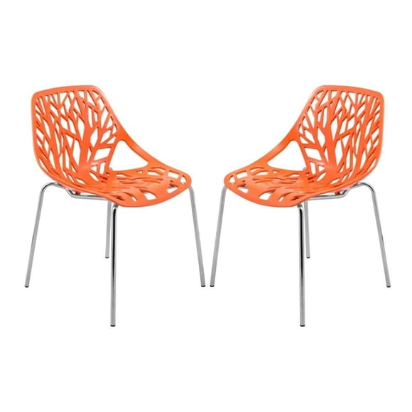 Silla de comedor LeisureMod Asbury Modern, juego de 2 unidades, color naranja