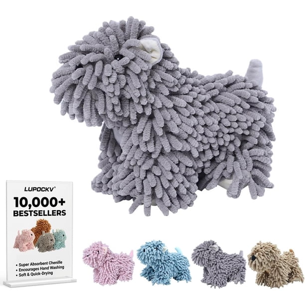 Toalla mano diseño perro felpa bola secado microfibra absorbente baño marrón