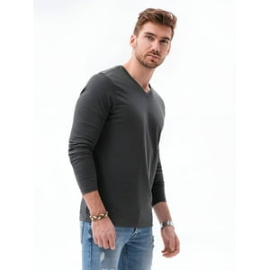 Home Fashion - Polera Hombre Manga Larga Cuello V Gris Talla M