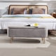 thumbnail image 2 of Grey Storage Ottoman Bench for End of Bed Gold Legs, Modern Grey Faux Fur Entryway Bench Upholstered Padded with Storage for Living Room Bedroom, 2 of 3