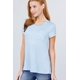 thumbnail image 3 of Saronite Camiseta Básica de Manga Corta con Cuello Redondo y Bolsillo, Azul Cristal (para Mujer), 3 of 4