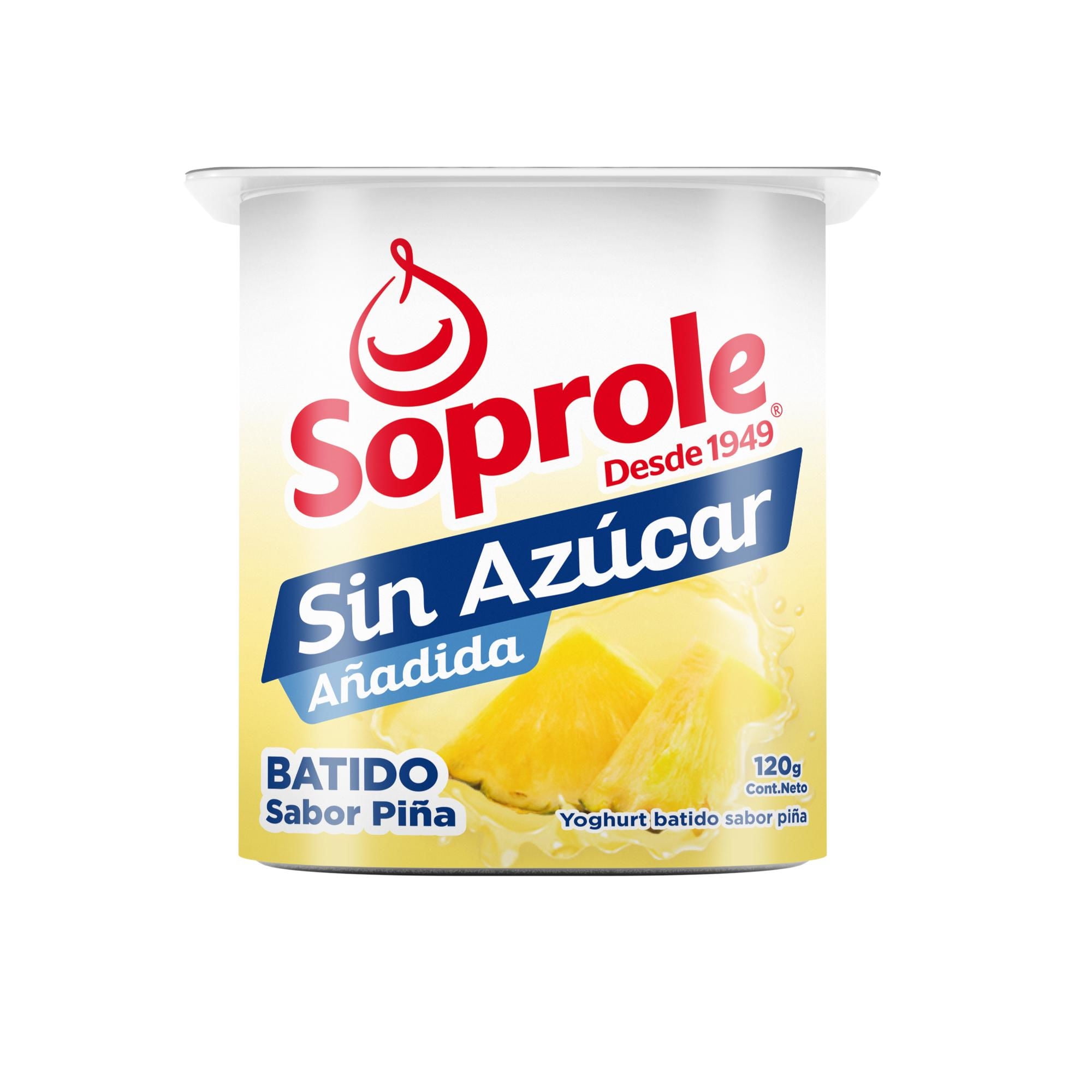 Yoghurt Batido Sin Azúcar Sabor Piña Pote 120 g Soprole