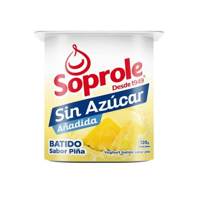 Yoghurt Batido Sin Azúcar Sabor Piña Pote 120 G Soprole