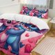thumbnail image 3 of 3 Pieces Love Angel And Stitch Bedding Comforter Set Full with 2 Pillowcases for Kids Teens Girls Women Microfiber Easy Wash Light Breathable Cozy White Base Bed Sheets, 3 of 5
