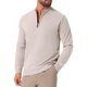 thumbnail image 5 of INSPIRE CHIC Suéter de Cuello Simulado para Hombre Color Sólido con Cremallera Cuarto Polo de Punto L Beige, 5 of 6