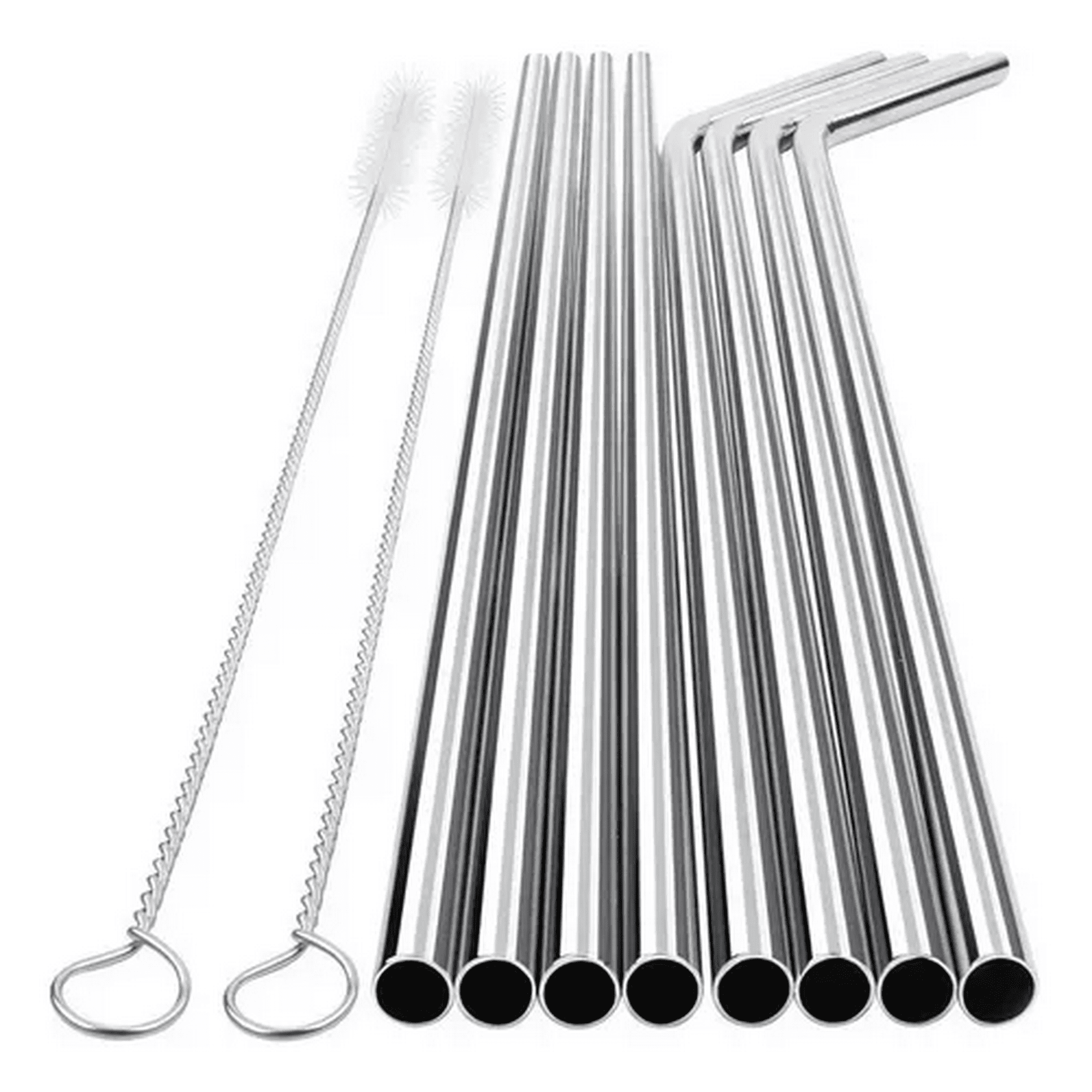 Genérico - Set De Bombillas De Acero Inoxidable, 8 Unidades + 2 Cepillos