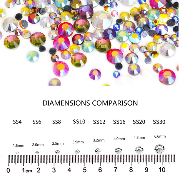 Piedras de cristal termoadhesivas para manualidades, ropa, disfraces, zapatos, joyas, gemas redondas de vidrio.