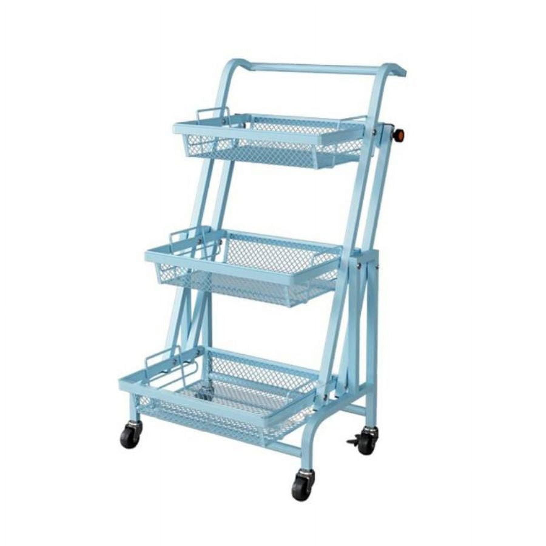 Click Ventas - Organizador Carrito Plegable Multiuso Con Ruedas Celeste