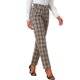 thumbnail image 4 of INSPIRE CHIC Pantalones Largos Rectos de Mujer con Cintura Elástica a Cuadros, Botón y Cremallera XL Beige Negro, 4 of 6