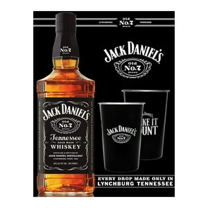 Pack Regalo Navidad Whisky Jack Daniels N7 750Cc + 2 Vasos Metalicos