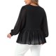 thumbnail image 3 of Agnes Orinda Conjuntos de Halloween Blusas Peplum de Talla Grande para Mujer Cuello Redondo de Punto Acanalado Manga Larga de Globo con Volantes Blusa Casual Elegante 2X Negro, 3 of 6