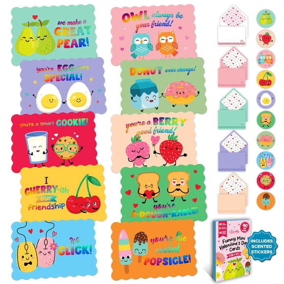 Paquete de 40 tarjetas holográficas decorativas para el día de San Valentín para niños