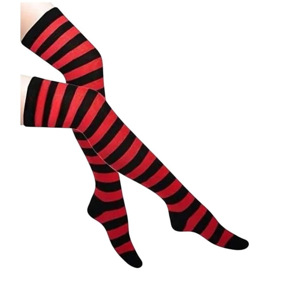 Calcetas Largas Panty Medias Bucaneras Rayadas Rojo Con Negro rojo Talla única