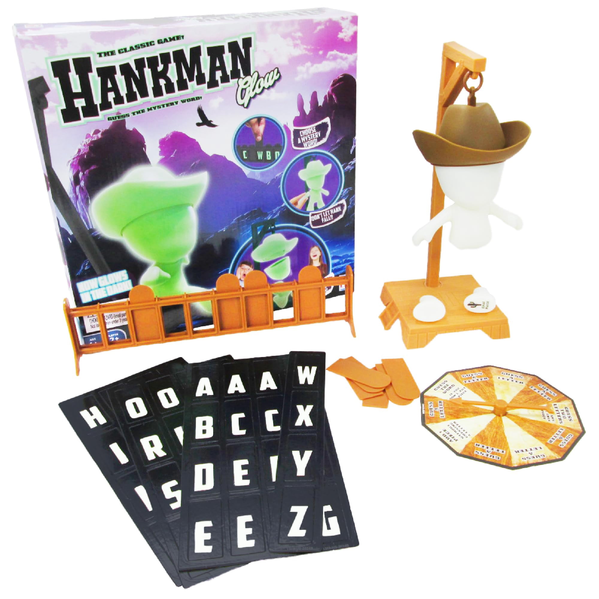 Fotorama Hankman Glow, Juego Magnético De Adivinar Palabras Misteriosas De Hangman Para Niños Y Familias, Juego De Viajes Que Brilla En La Oscuridad, Adivina La Palabra Antes De Que Hank Caiga