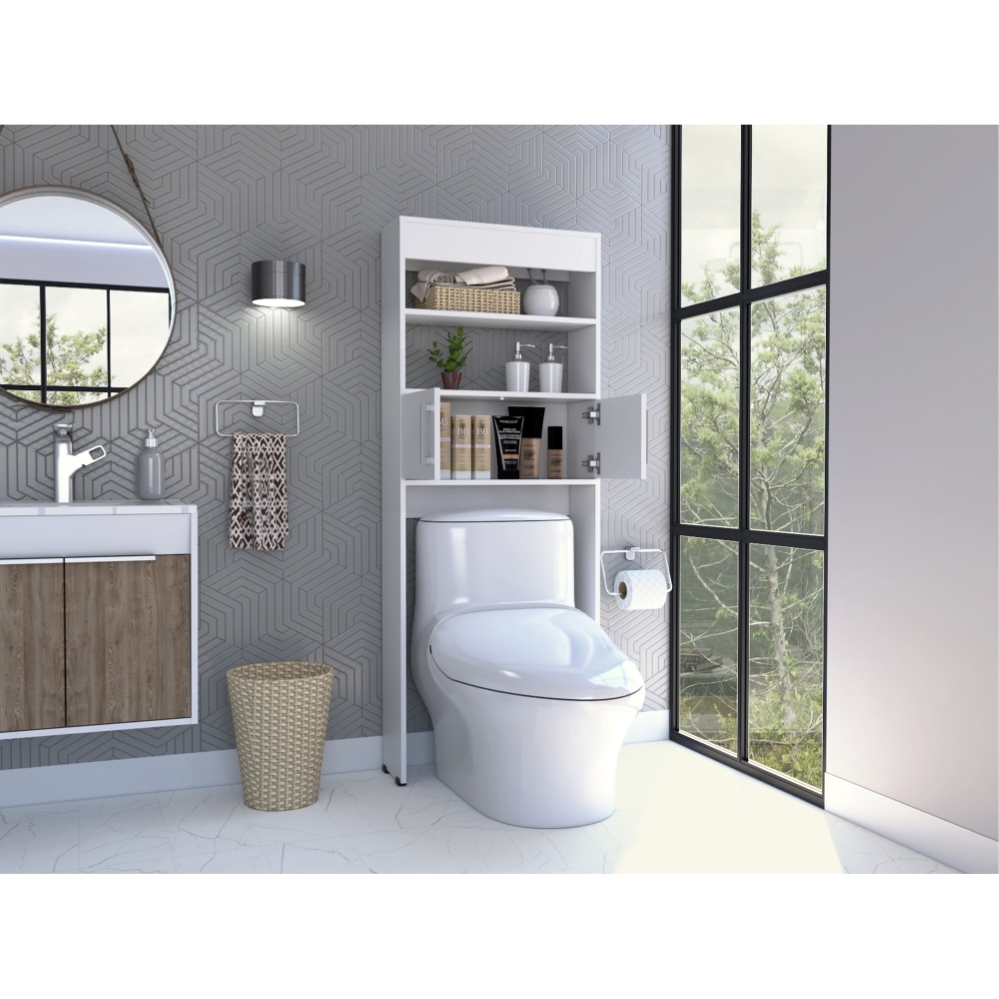 Tuhome - Estante Wc Madrid 2 Puertas 160x62,4x20,3 Cm Blanco