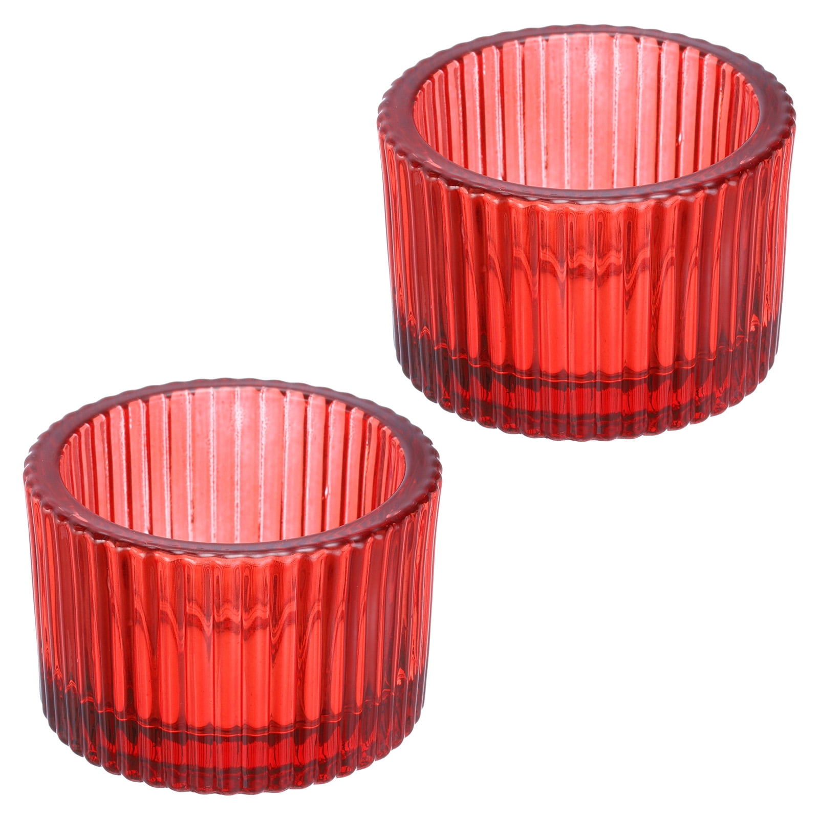 Uxcell 2 Pcs Portavelas De Té Portavelas De Vidrio Para Decoración De Centro De Mesa Rojo