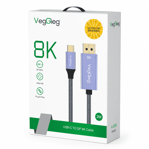 Cable Adaptador VegGieg Tipo C A displayport 8k 60hz 4k 240hz 2K 360Hz  Hdr 48gbps