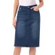 thumbnail image 1 of INSPIRE CHIC Falda de Mezclilla de Cintura Alta para Mujer, Falda de Jean hasta la Rodilla con Dobladillo Deshilachado y Bolsillos Azul Oscuro M, 1 of 6