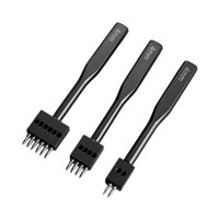 Magideal - Juego De Punzones Para Costura De Cordones, Cincel De Costura Con Orificio Redondo, Fácil De Usar, Accesorios De Perforación De Agarre Cómodo Para Uso 4Mm