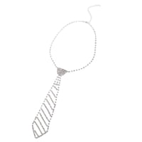 Ioensy - Collar De Diamantes De Imitación Corbata Accesorios De Vestir Cadena Larga Y Estrecha Brillante Con Purpurina