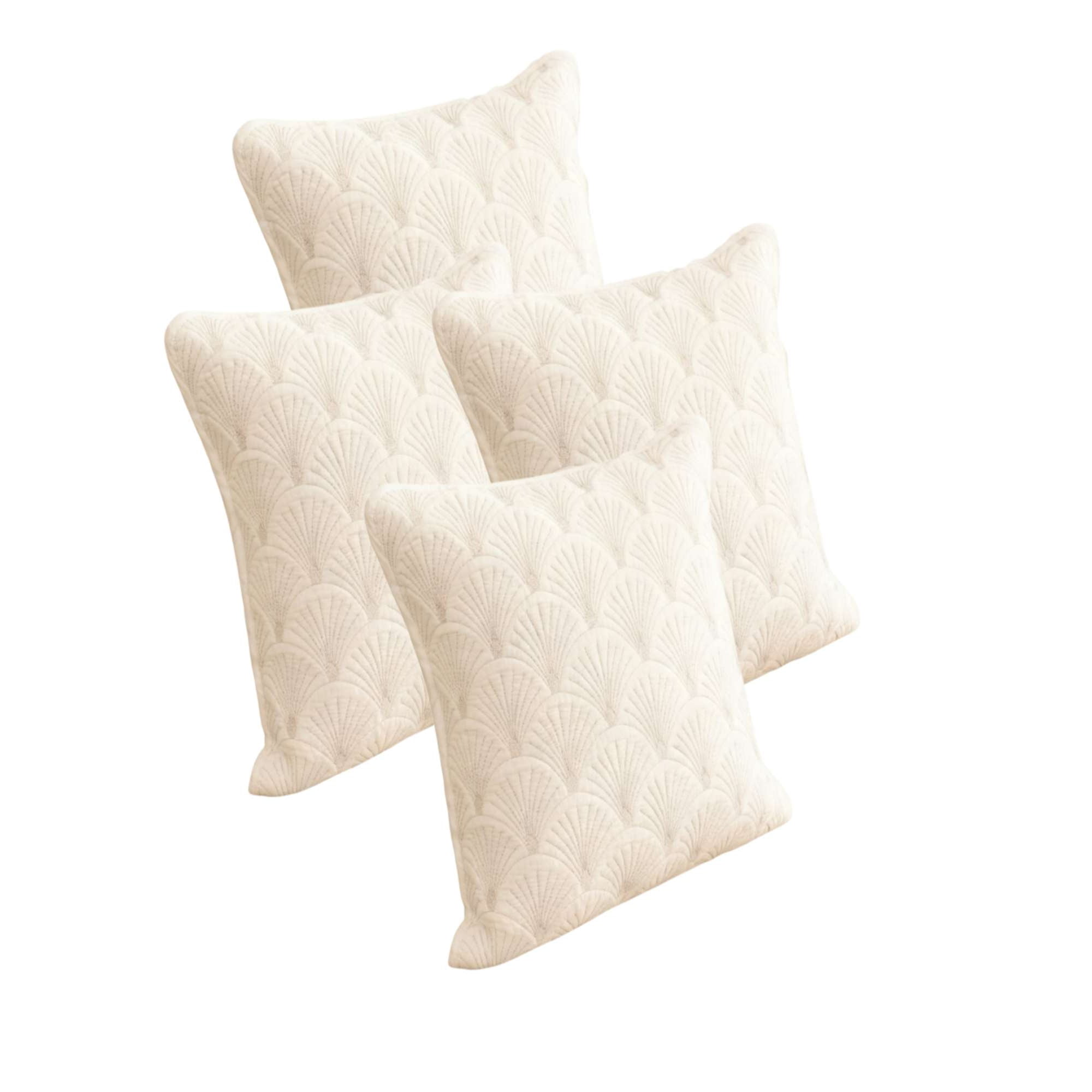 Genérico - Set De 4 Fundas De Cojin Serie Abanico 45x45 Cm Blanco