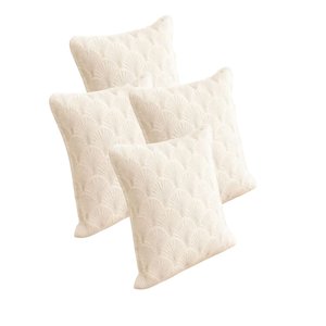 Genérico - Pack De 4 Fundas De Cojin Serie Abanico 45X45 Cm Blanco