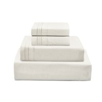 Zahr - Juego De Sabanas 100% Algodón 200 Hilos Marfil Lisas 1P