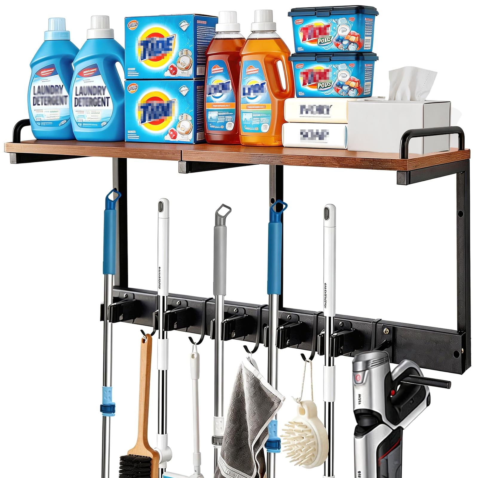 Soporte De Pared Para Escobas Tdmckrshway Con Organizador De Artículos De Limpieza