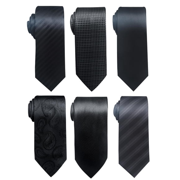 Passabin Set de 6 Corbatas Negros de Jacquard Tejido