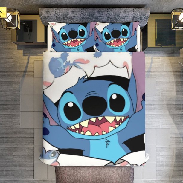 Hello Stitch 3 Pieces Duvet Cover Set Full Size Super Soft Fade Resistant Microfiber