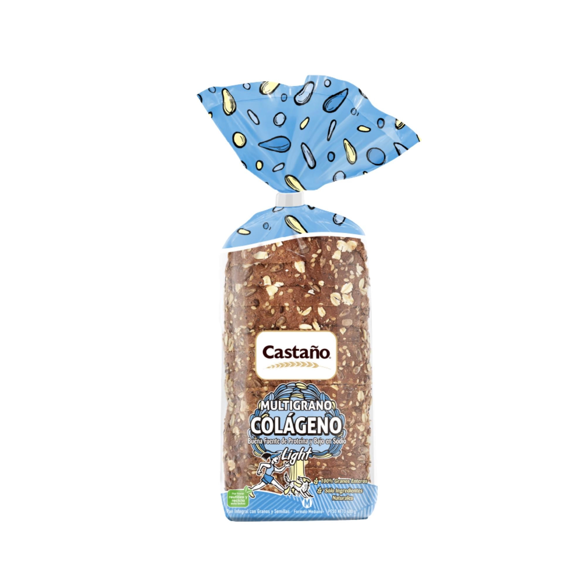 Pan De Molde Multigrano Light Colágeno 400 g Castaño