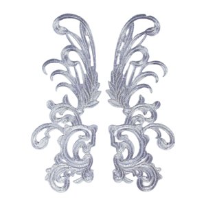 Magideal - 2 Piezas De , Tela De Decoración Artesanal De Costura, Accesorios De Disfraces, Apliques Adhesivos 3D Diy, Para Graduación, Novia, Vaq Plata