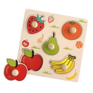 Magideal - Rompecabezas De Dibujos Animados De Madera, Juego De Combinación De Formas, Actividades De Aprendizaje, Juguete Educativo, Rompecabezas De Perilla, Ro , Fruta