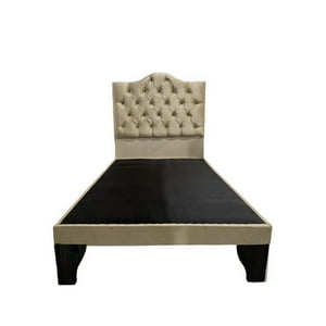 Flobal - Cama 1,5 Plazas Ovalado, Incluye Base Y Respaldo Beige