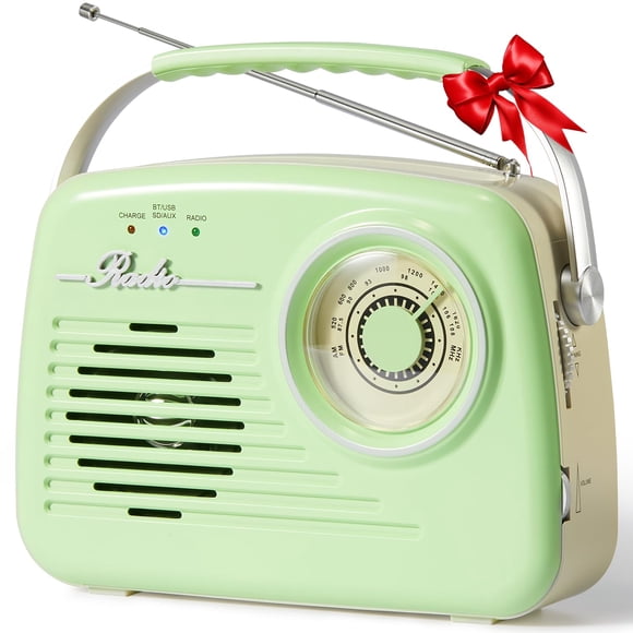 Radio portátil Bingxue Vintage Transistor AM/FM con Bluetooth