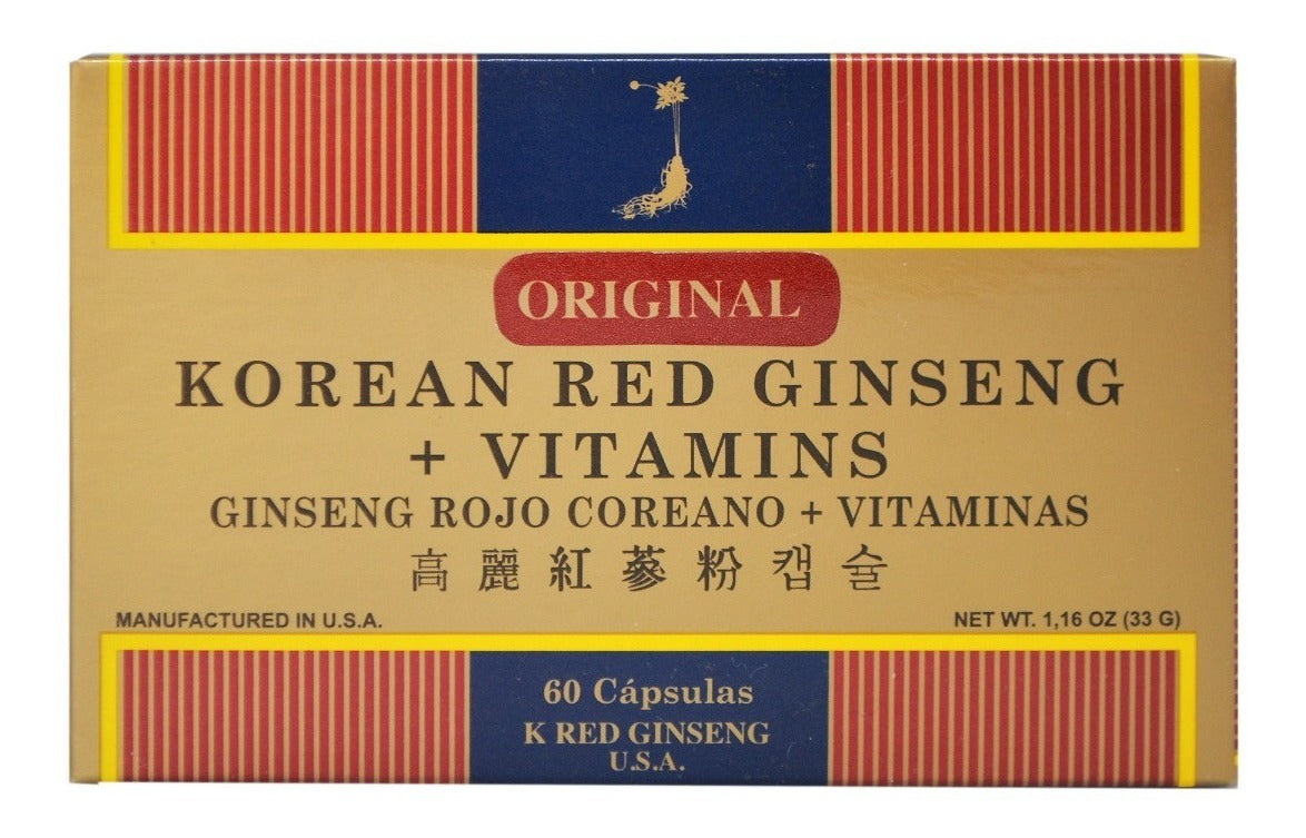 Korean Red Ginseng - Energizante - Ginseng Rojo K Red+Vitaminas X 60 Caps.