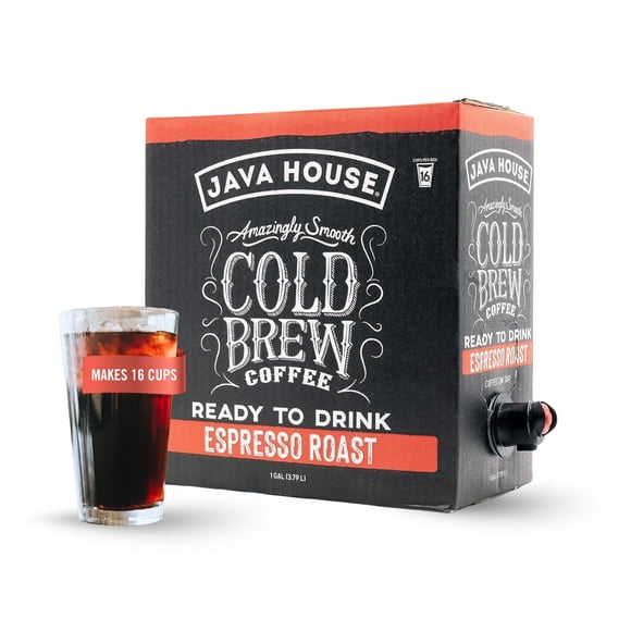 Café Cold Brew Java House, 100% arábica, tostado oscuro, 3,78 litros