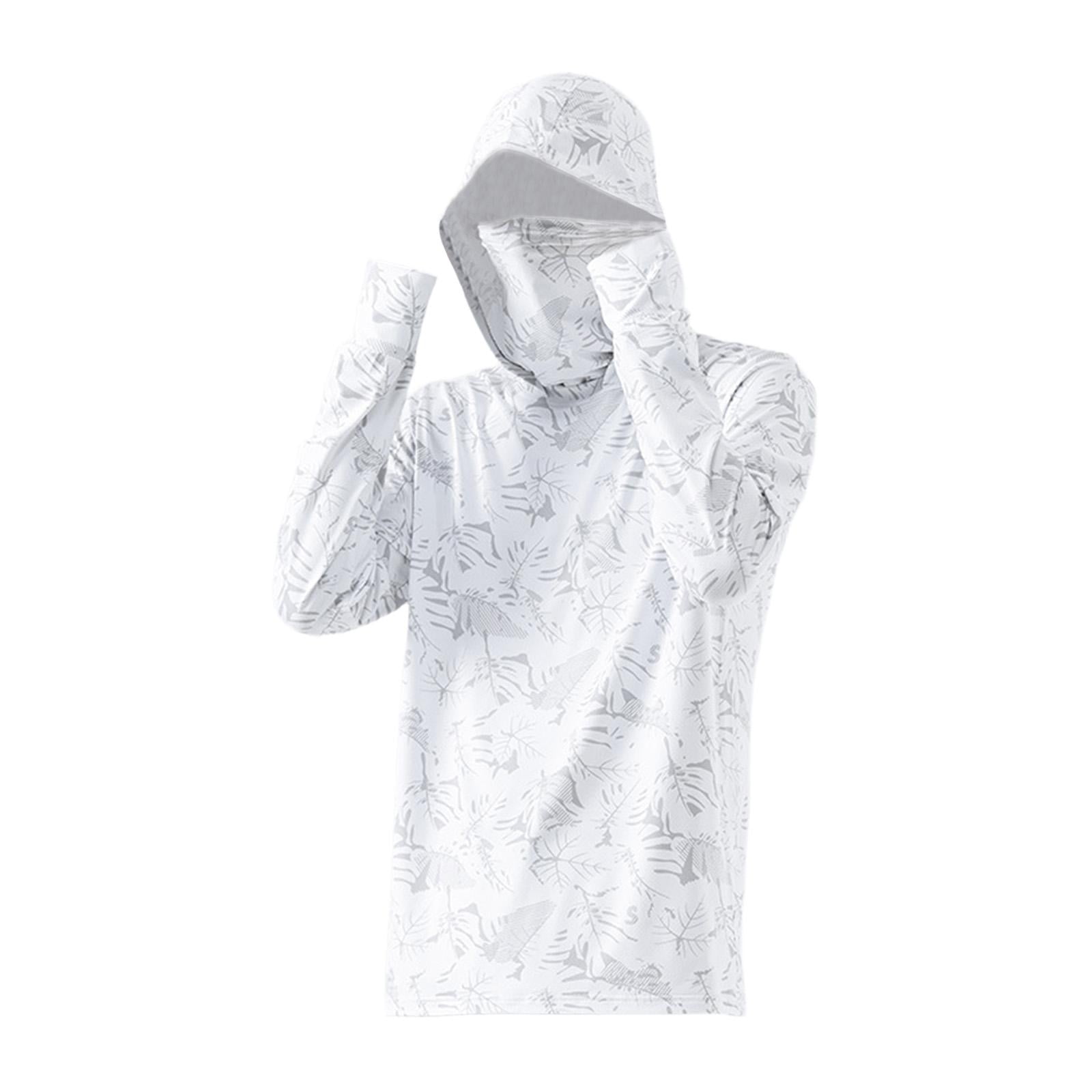 Ioensy - Sudadera Con Capucha Y Protección Solar Para Hombre, Fina Protección Contra Sarpullidos Para Pescar Al Aire Libre, Verano, Xl, Color Blanco